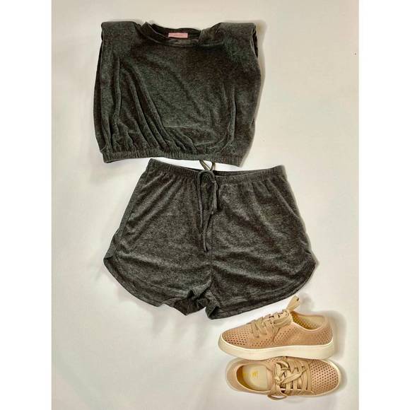 MABLE Eyelet Short Sleeve Crop Top and Shorts Set main image 0